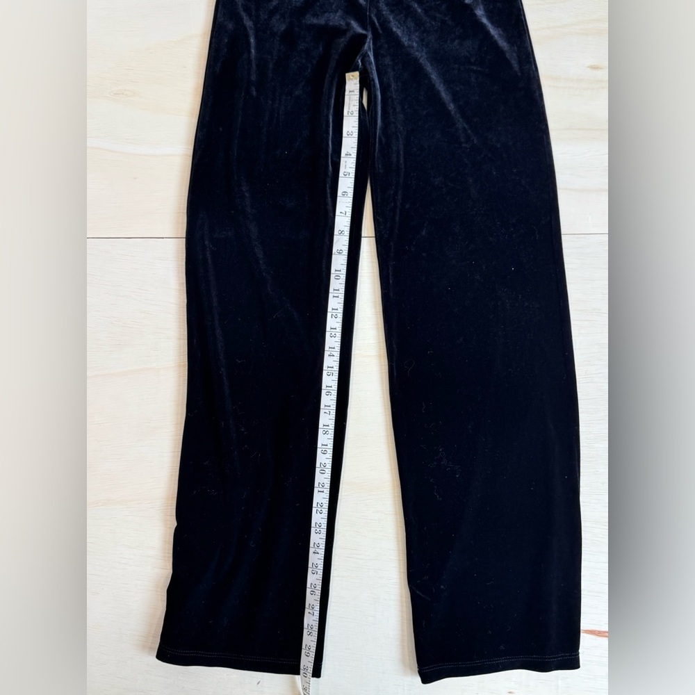 VTG Hot Kiss Black Velvet Flare Pants Y2K Wide Leg Trousers Size S - Picture 3 of 4